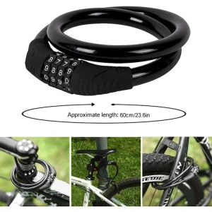 Antifurt cu cifru pentru biciclete, lungime cablu 41 cm, diametru 11mm - Negru - Img 2