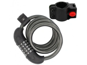 Antifurt cu cifru, suport de atasare pentru bicicleta, otel/PVC, lungime cablu 120 cm, negru - Img 7