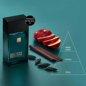 Apă de toaletă Avon Black Suede Secret pentru bărbați 100 ml - parfum lemnos-oriental cu note de piper negru, scorțișoară și vanilie, pentru bărbatul misterios și carismatic - Img 2
