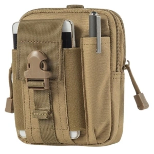 Borseta tactica pentru talie multifunctionala 1L, organizator EDC, poliester rezistent, impermeabil, bej 18 cm - Img 5