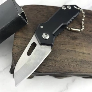 Breloc briceag pliabil multifunctional din metal, mini cutit EDC pentru chei, compact 5.3-8.8 cm, negru argintiu - Img 7