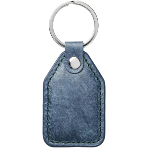 Breloc chei imitatie piele personalizabil, albastru, 9.5 x 4 cm, inel 3 cm, design elegant minimalist