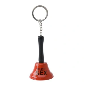 Breloc clopotel „Ring for Sex” rosu cu inel si lant, accesoriu distractiv sonor, inaltime 6.5 cm - Img 2
