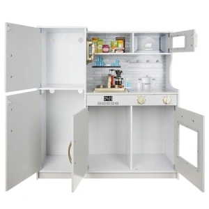 Bucatarie din lemn multifunctionala pentru copii, dimensiune 80x80 cm - Alb - Img 3