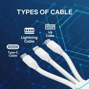 Cablu de incarcare telefon 5in1 cu micro USB,type C,iphone si 2x USB - Alb - Img 2