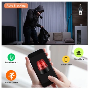 Camera de supraveghere wifi,senzori miscare,conectare Android,iOS,soclu bec E27 - Img 8