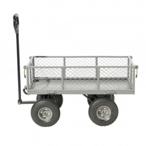 Carucior basculabil de curte,gradina,cadru metalic,roti pneumatice,sarcina maxima 200 kg - Gri - Img 3