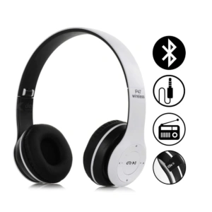 Casti audio, wireless, Bluetooth, lumini LED, radio FM, MP3, alb - Img 2
