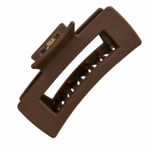Clama de par maro inchis 10.3 x 5 cm, cleste robust din plastic rigid, fixare rapida pentru par lung, des si voluminos