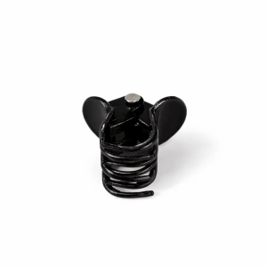 Clema par mini neagra 2 cm plastic cu arc metalic accesoriu elegant 1 bucata - Img 2