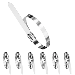Coliere autoblocante inox 350 mm pentru instalatii, set 30 bride metalice din otel inoxidabil pentru cabluri, conducte si furtunuri - Img 2