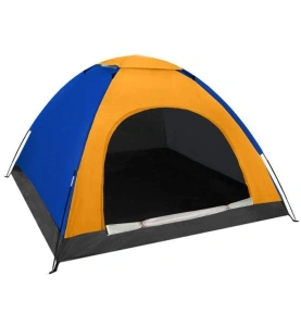 Cort camping cu plasa anti insecte,pentru 2-3 persoane,190x190x123 cm - Albastru/Portocaliu