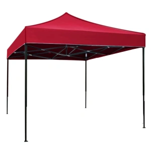 Cort Pavilion 3x3m Rosu Pliabil Cadru Metal pentru Curte, Gradina, Evenimente - Img 1