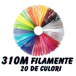 Creion 3D cu filament, bleu alb, 1.75 mm, 20 culori, 310 m, compatibil PLA ABS, ecran LCD, temperatura reglabila, motor metalic, duza ceramica - Img 11