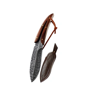 Cutit de vanatoare, otel inoxidabil/lemn, 20 cm, husa inclusa - Img 5