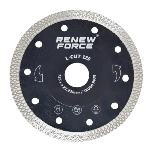 Disc diamantat continuu pentru portelan, ceramica, sticla si materiale compozite, 125 mm, grosime 1.4 mm, alezaj 22.2 mm