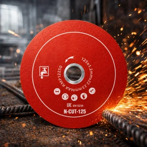 Disc diamantat rosu 125 mm pentru taiere si slefuire, dubla fata diamantata, grosime 1.2 mm, prindere 22.23 mm, pentru ceramica, gresie, faianta si piatra - Img 6