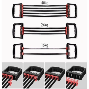 Extensor cu 5 benzi elastice de rezistenta pentru fitness - antrenament complet, portabil, reglabil, 67 cm, negru - Img 6