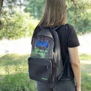 Ghiozdan rucsac scolar Kruzzel 22L, negru, cu rucsac si sac pentru incaltaminte, dimensiuni 44x28x20cm - Img 4