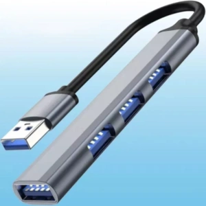 Hub pentru transfer date cu 4 porturi USB 3.0 si 2.0, carcasa din aluminiu, gri, compact, 9 x 1.7 x 0.9 cm - Img 8