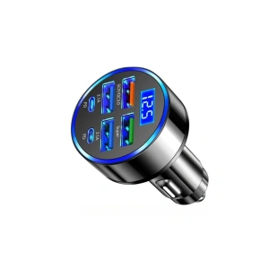 Incarcator auto, 6 porturi, 2 x Type C, 4 x USB, incarcare rapida, negru - Img 2