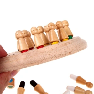Joc de memorie Montessori din lemn, multicolor, tabla rotunda 17 cm, 24 pioni si zar colorat, joc educativ pentru dezvoltarea atentiei si memoriei, 4 ani+ - Img 7