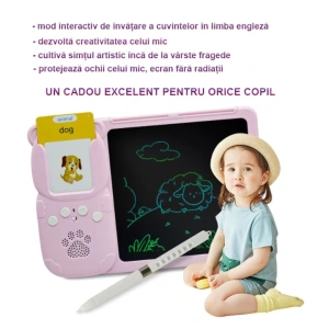 Joc educativ cu tableta de 8.5 inch pentru copii 3-7 ani, invatare engleza, asociere 224 cuvinte cu imagini - Albastru - Img 9
