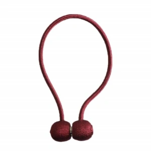 Kit 2 prinderi magnetice pentru perdele si draperii, snur decorativ impletit, 44 cm, rosu bordo - Img 4