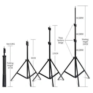 Kit de 2 umbrele, 2 trepiezi reglabili 200 cm, 2 suporti dubli pentru bec, 4 becuri 125W - Img 7