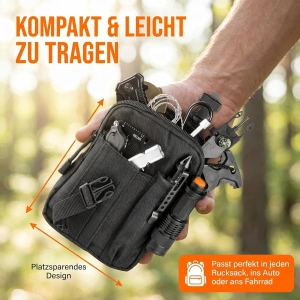 Kit supravietuire multifunctional 14 in 1 pentru camping si outdoor, cu lanterna, cutit pliabil, busola, bratara paracord si accesorii tactice - Img 4