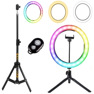 Lampa circulara LED 30 cm diametru,RGB, mini trepied inclus - Img 4