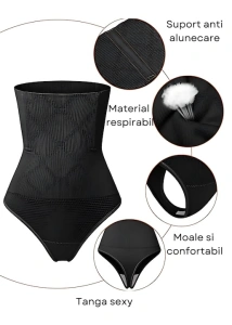 Lenjerie modelatoare talie inalta compresie abdomen si efect lifting posterior, fara cusaturi, negru, marime M - Img 5