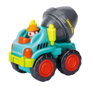 Masina betoniera pentru copii, turcoaz cu gri antracit, 7.4 x 5.9 x 4 cm, vehicul de santier cu cuva mobila, roti functionale, ambalaj PVC - Img 2
