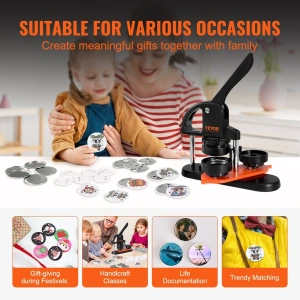 Masina de facut insigne 32 mm, kit complet 500 piese, matrita inclusa, ideal pentru branding, activitati creative si proiecte DIY - Img 3