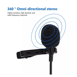 Microfon tip lavaliera, cu fir, Lightning - Jack 3.5 mm, lungime cablu 1.5 m, negru - Img 2