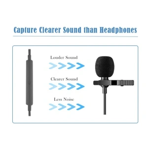 Microfon tip lavaliera, cu fir, Type-C - Jack 3.5 mm, lungime cablu 1.5 m, negru - Img 3