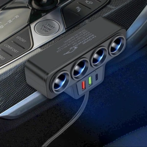 Multiplicator bricheta auto, 4 iesiri, 120 W, 2 x USB, 1 x tip C, 12V -24V, ABS, negru - Img 4