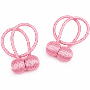 Pachet 2 prinderi magnetice pentru perdele, snur impletit decorativ, 44 cm, roz deschis