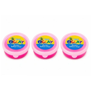 Pachet 3 bucati plastilina roz neon pentru copii si adulti, uscare naturala fara crapare, 18 g fiecare