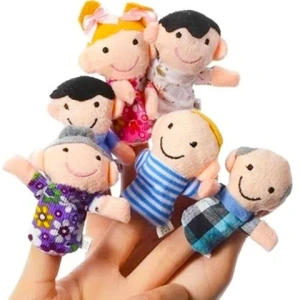 Papusi de deget familie, set 6 personaje textile, 8 x 8 cm, multicolor, pentru povesti si jocuri de rol - Img 2