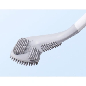 Perie pentru curatare toaleta, plastic si silicon, suport pentru agatare pe perete, 40 x 8 x 6 cm, alb/gri - Img 7