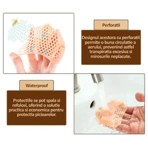 Protectii din silicon pentru picioare, previn durerile si bataturile, lavabile, reutilizabile, anti-alunecare, elastice, potrivite pentru orice incaltaminte, marime universala, crem - Img 4