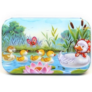 Puzzle 60 de Piese din Lemn in Cutie Metalica, Model Ratuste, Dezvoltare Abilitati Cognitive, 22.5x13.5 cm, Multicolor - Img 1