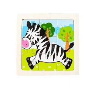 Puzzle educativ cu suport din lemn, set 4 modele animale, 11 x 11 cm, 9 piese fiecare, joc de logica si asociere pentru copii 3+ ani - Img 2