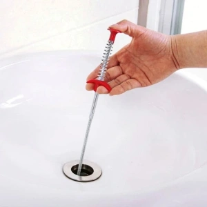 Sarpe pentru desfundat tevi, cu carlig, flexibil, metal/plastic, multifunctional, lungime 60 cm, rosu - Img 5