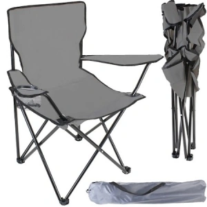 Scaun pliabil pentru camping,pescuit,din metal,sarcina maxima 120 kg - Gri - Img 2