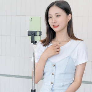 Selfie stick 3 in 1, brat extensibil, trepied, telecomanda bluetooth, rotire 360 grade - Negru - Img 3