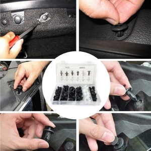 Set 100 cleme auto universale pentru caroserie, dimensiuni multiple, cu 4 unelte de indepartare, pentru bara, aripi, usi si panouri - Img 5
