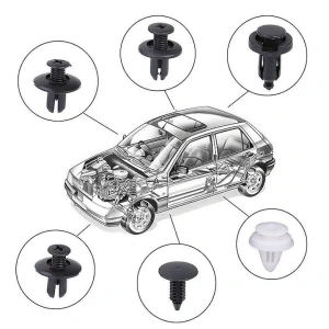 Set 100 clipsuri auto universale pentru fixare, din plastic rezistent, alb/negru, cu cutie compartimentata - Img 8