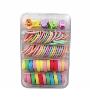Set 2 cutii accesorii par cu elastic 2 cm, elastic spiralat, elastic subtire si cleme inimioare, multicolor - Img 10